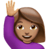 🙋🏽‍♀️ woman raising hand: medium skin tone display on Apple